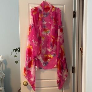 NWT Chiffon Floral Pink Sheer Scarf